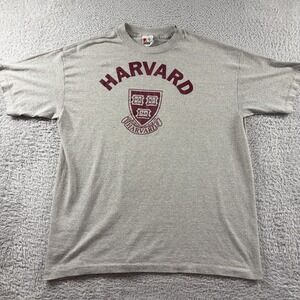 VINTAGE Harvard University Shirt Mens XL Gray Made in USA 50/50 Paper Thin